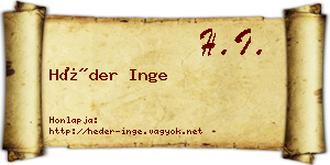 Héder Inge névjegykártya